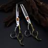 Napson 6.0" Gold Snake Pattern Double-Sided Hairdressing Scissors Set - Thinning & Serrated Blades