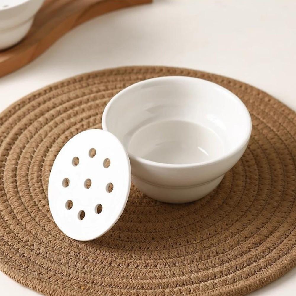 Ceramic Hot Pot Drip Oil Bowl Mesh Double-layer Filter Soup Bowl Dipping Sauce Bowl  Restaurant