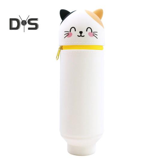 

Телескопический силиконовый пенал с изображением мультяшных животных, держатель для ручек, сумка для хранения канцелярских принадлежностей и косметики для школы и офиса D