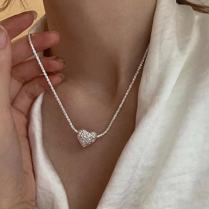 Double Layered Love Heart Pendant Necklace For Women Simple Necklace Chain Jewelry Wholesale