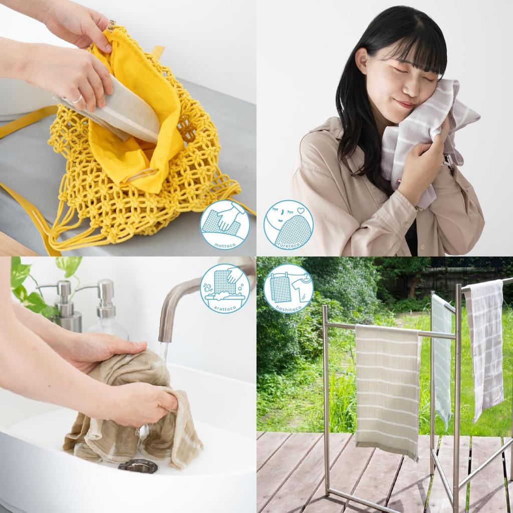 oruTa Sauna Towels of Imabari Cotton Face Portable and Ideal for Hot Springs and mottoco and 33 x 90 Individually Purple (Set 2), 100% Towels,