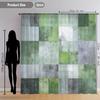 Green Gray Mottled Block Print Curtains Set of 2 Rod Pocket Semi Sheer for Living Room Bedroom Decor