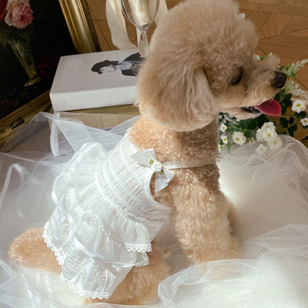 Soft Pet Summer Clothes Lace Cat Flying Sleeve Skirt Pet Supplies Pet Princess Dress  Summer