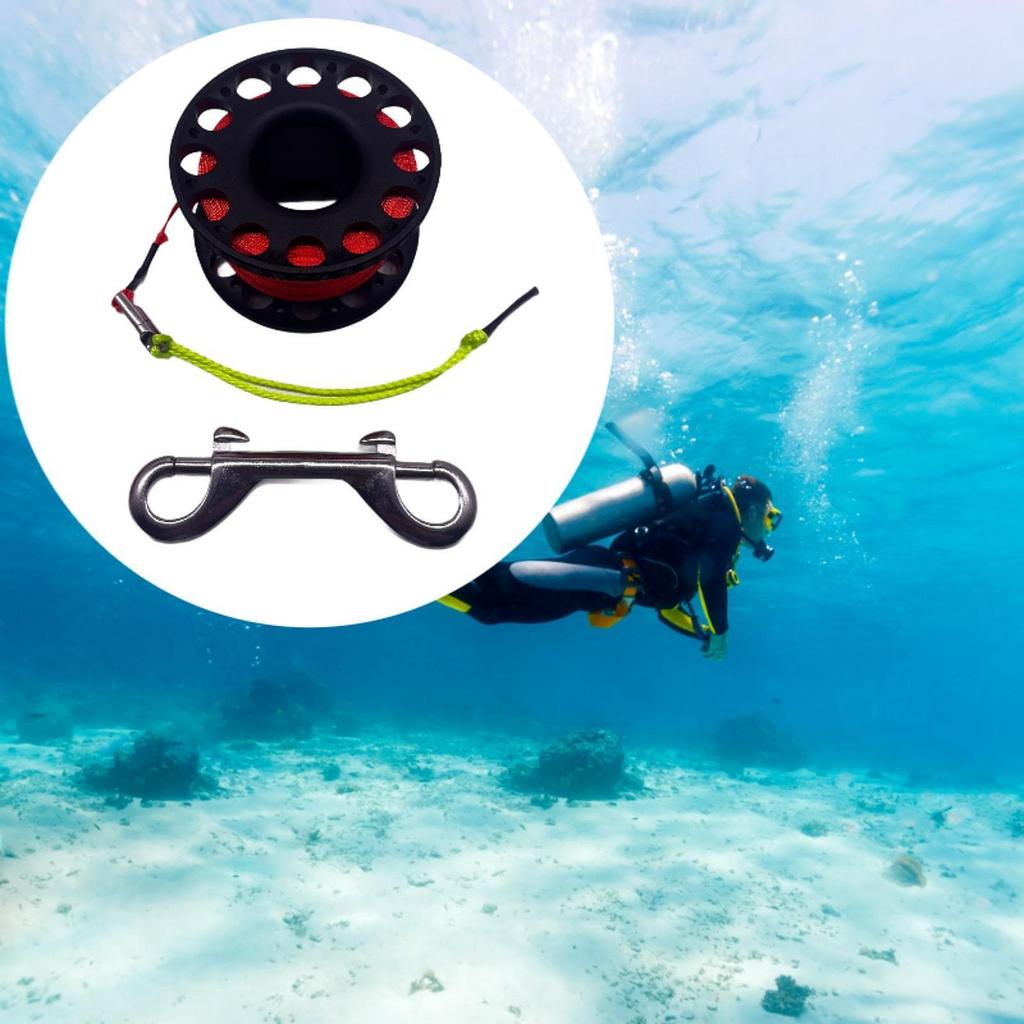 Diving Reel with Double End Bolt Snap Clip, Reel, Portable Spool for Accessories