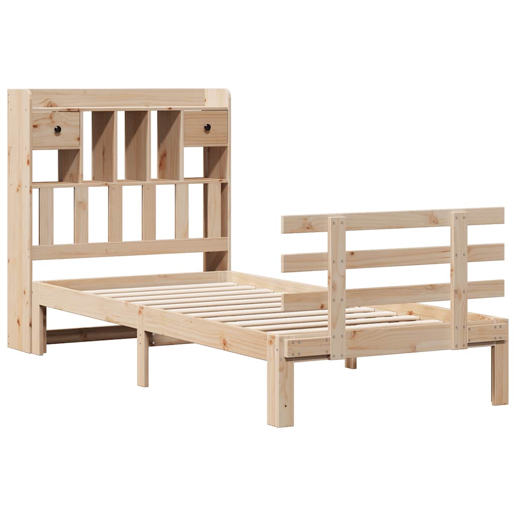 Bookshelf Bed without Mattress 75x190 cm Solid Pine Wood