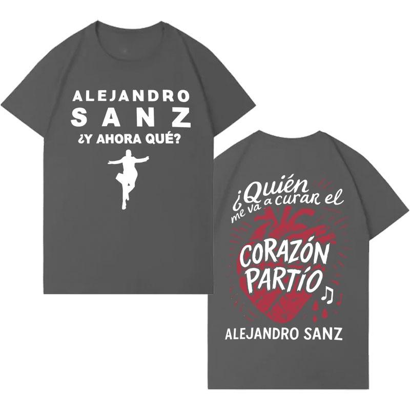 Singer Alejandro Sanz 2026 Trendy Graphics Short Sleeve Top Men Women Hip Hop High Quality Punk Casual Y2K Clothing Fans Gift