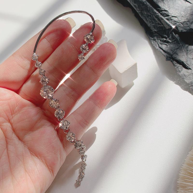 Buy Korean Rhinestone Earring Shiny Drill Arc Ears Hanging Clip at