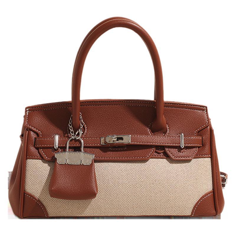 Women's bag personalized canvas leather platinum bag fashion casual one shoulder oblique span handbag tide