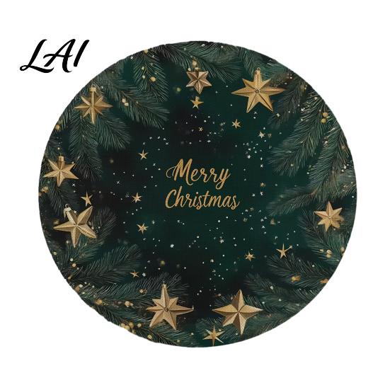 Tapis décoratif d'isolation thermique Rond Napperon de Noël 14 Pouces Motif festif Antidérapant Protecteur de table Table de maison de fête Protecteur de table Place pour