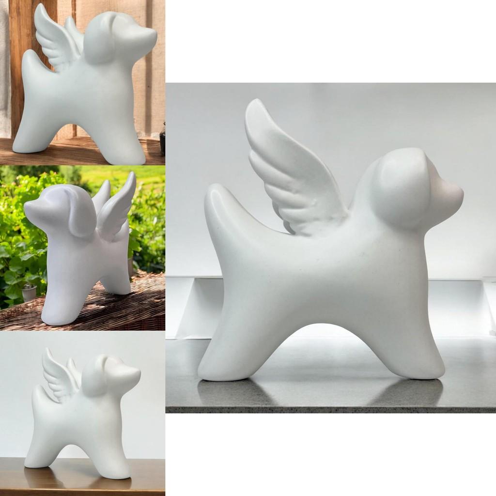 Charming Angel Wings Dog Statue Resin Decorative Art Piece For Home And Garden