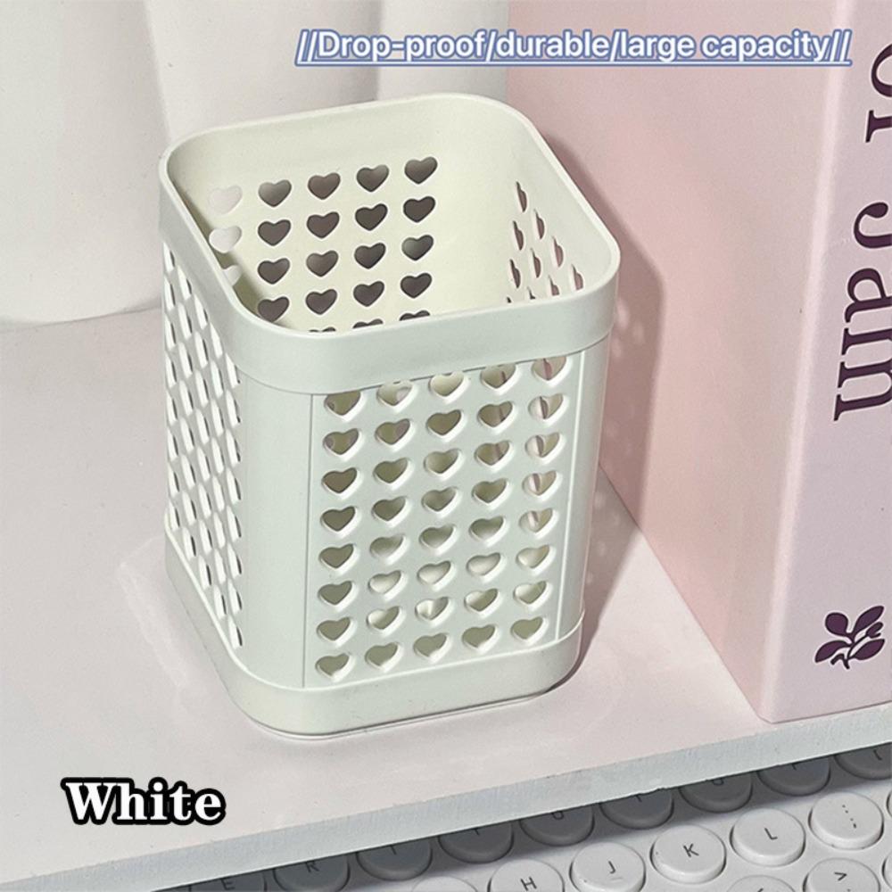 Square Pen Holder Plastic Pencil Cup Simple Makeup Brush Holder  Office белый
