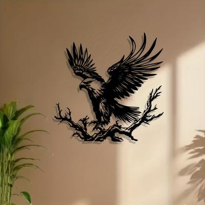 One Piece Eagle Metal Wall Art, Wildlife Sculpture for Garden, Patio, Fence, Christmas Gift for Nature Lovers, Durable Home Decor