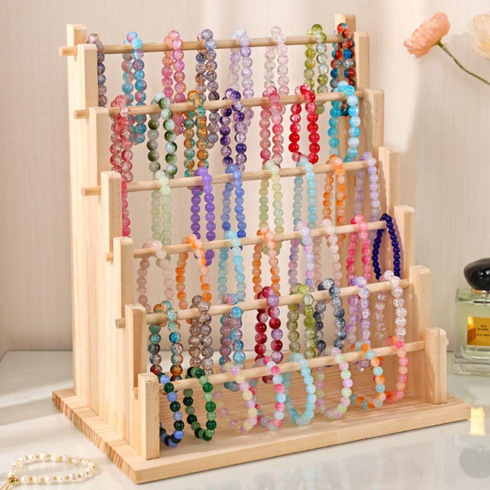 Solid Wood Bracelet Display Stand 4/6 Layer Jewelry Organizer Durable Bracelet Holder