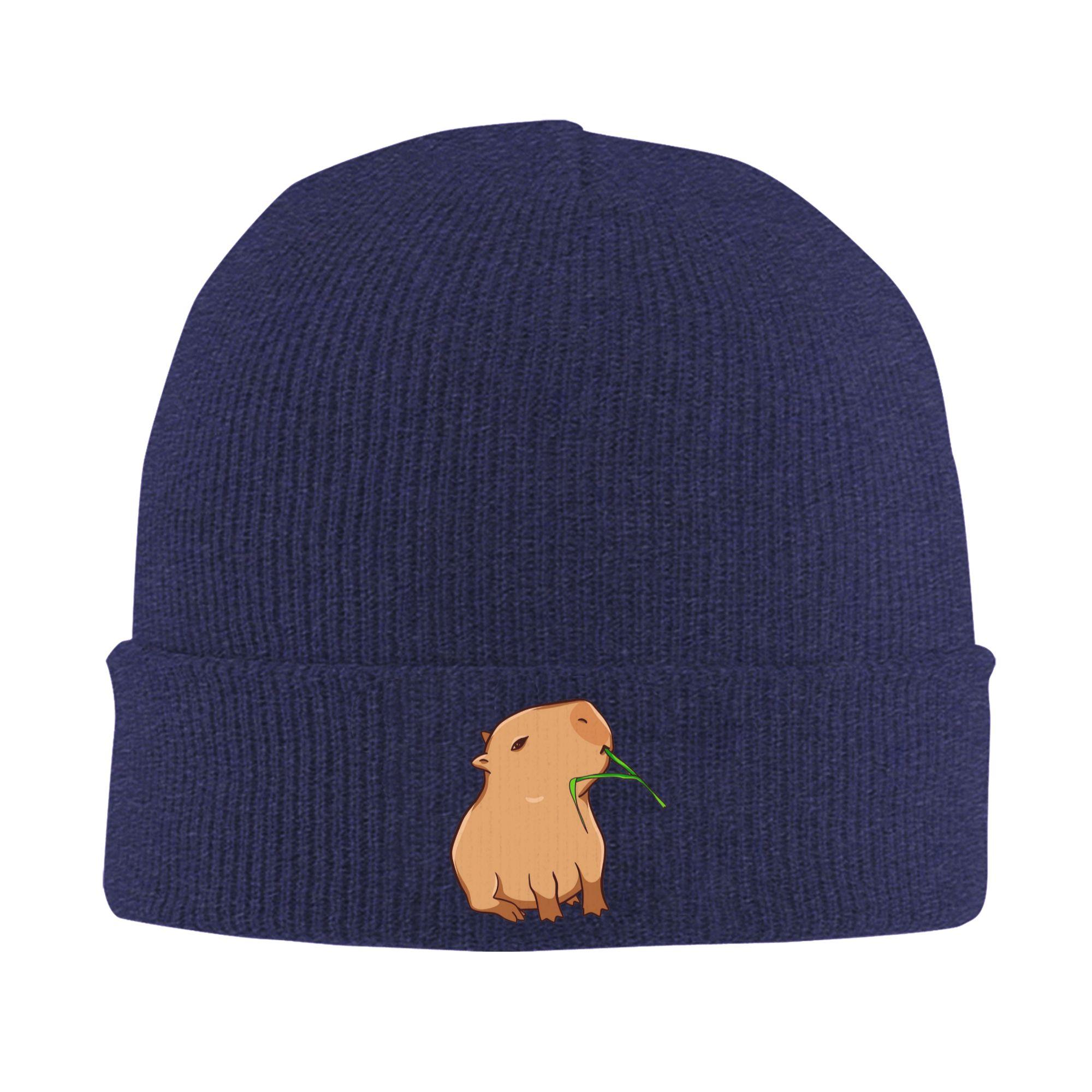 

Capybara with a leaf, eat your greens Warm Knitted Cap Winter Knit Bonnet Hat Skullies Beanies Hip Hop Caps for Unisex One Size