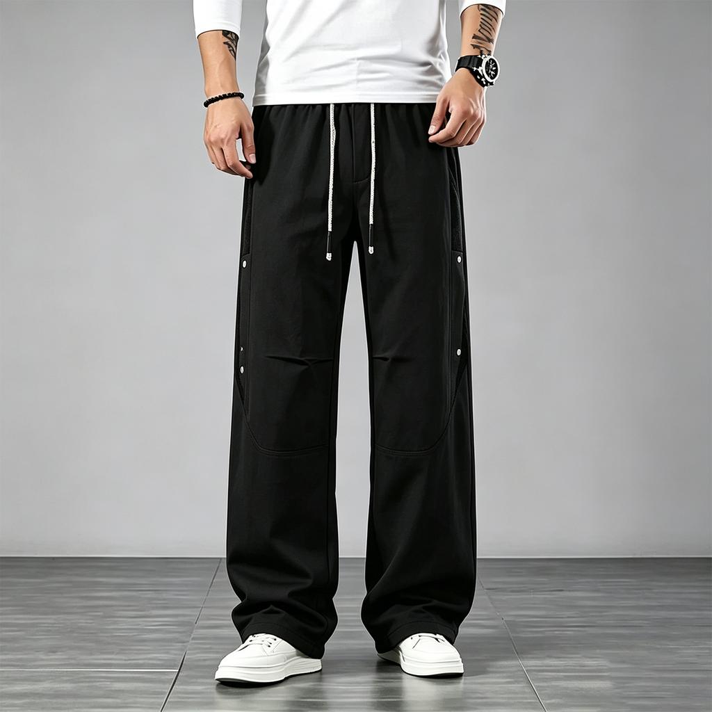 Men's Quick-Dry Casual Trendy Straight Leg Plus Size Color Block Pants for Spring and Fall