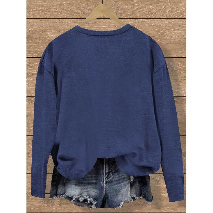 Simple and clean lines with English letter pattern print, fashionable and elegant women's casual sports-style top for spring, autumn, and winter,