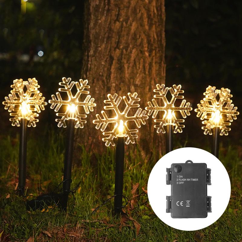 Solar-Powered LED Christmas Star & Snowflake Garden Lights