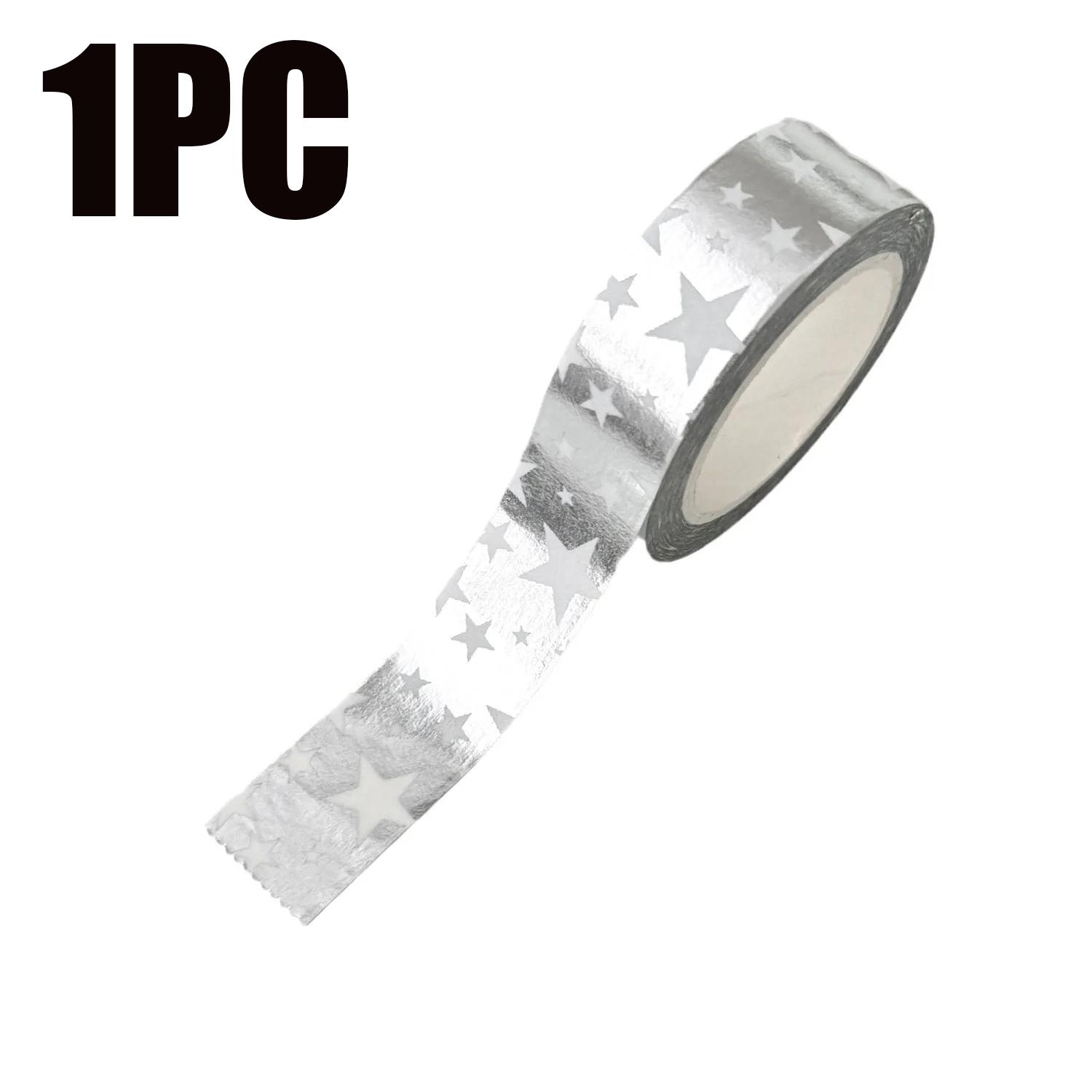 

3PCS Star Hand Account Tape Silvery Journal Decorative Tape DIY Gift Packaging Materials Adhesive Tapes Handbook Doodle Sticker