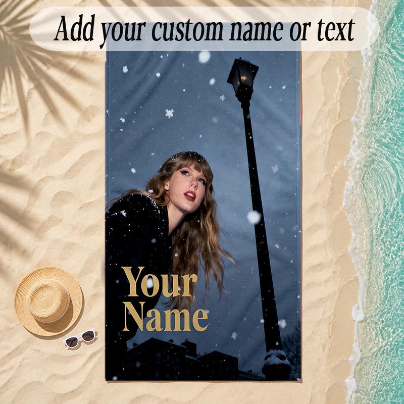 Beach TowelTaylor Swift Custom Name Text Personalized Soft Towel for Beach Pool Indoor Home Decor Gift