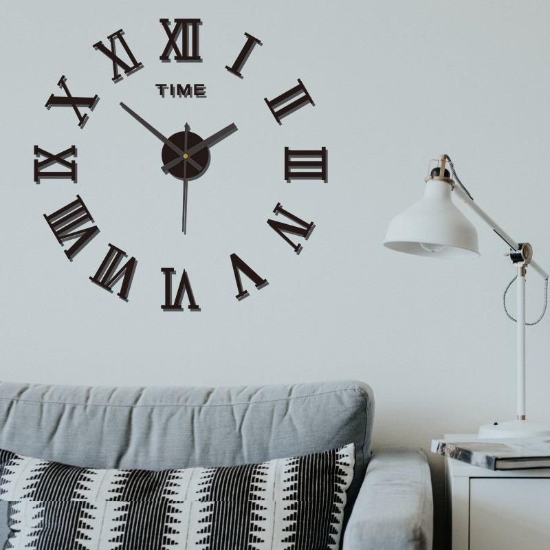 Creative Acrylic Luminous DIY Wall Clock, No Need for Drilling, Wall Sticker Clock, Silent Living Room, Bedroom, Hotel, Roman Clock