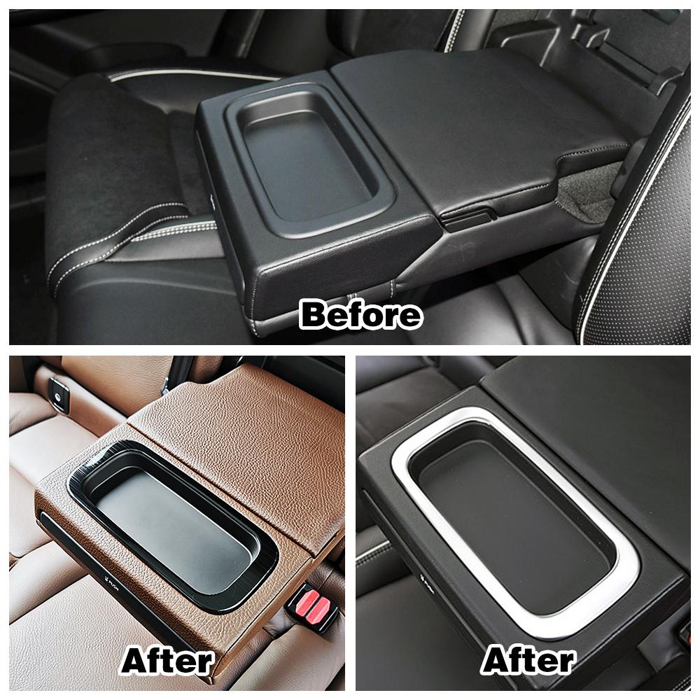 For Volvo XC60 2018 2019 2024 Car Rear Seat Water Cup Holder Frame Cover Trim Stainless Steel Interior Mouldings Sticker