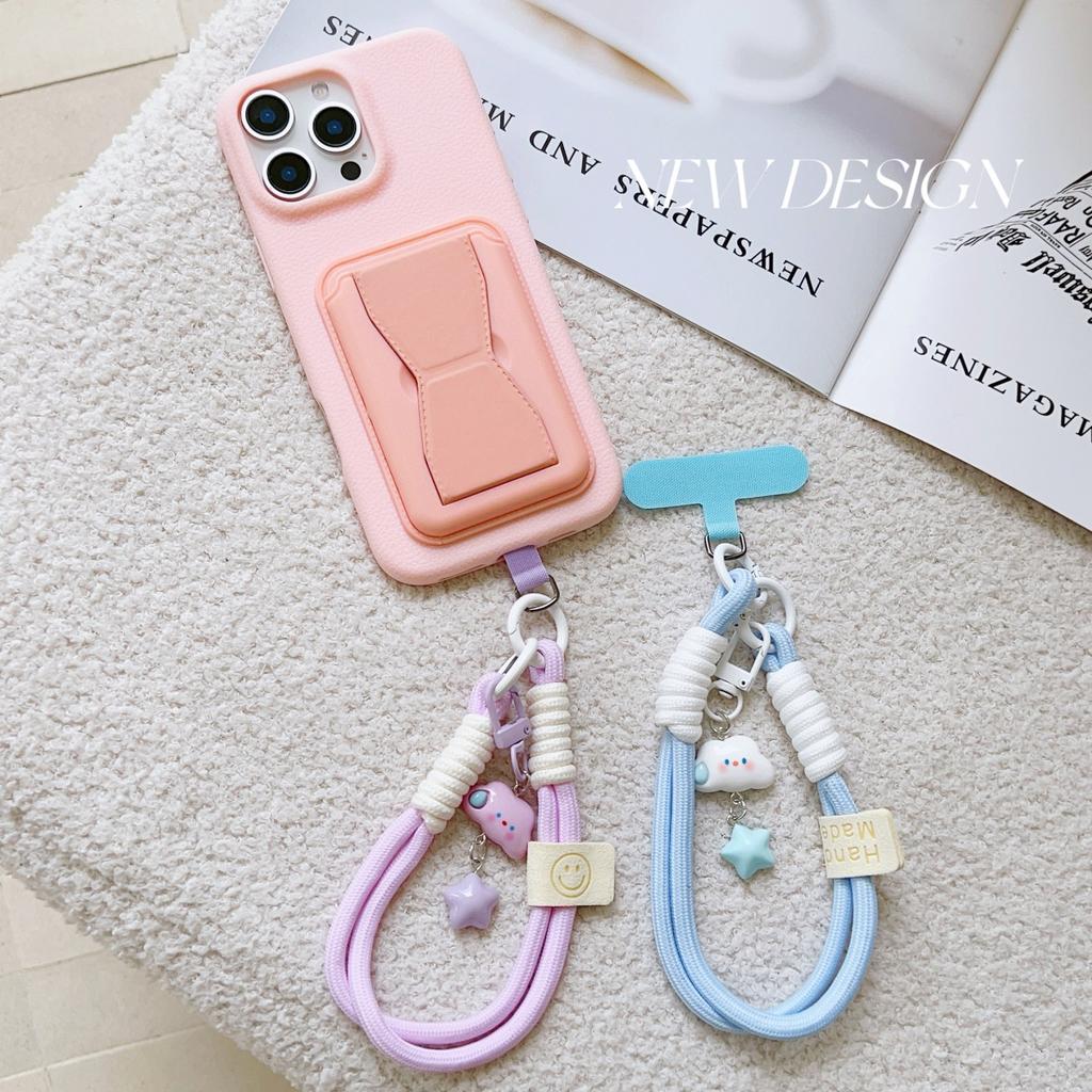 Korea Cute 3D Cloud Pendant Simple Hand Strap Adjustable Short Mobile Phone Lanyard Clip-On Phone Case Universal Anti-Lost Strap