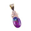 Natural Purple Copper Turquoise 925 Solid Silver Gift TwoTone Pendant1.75" A8F87