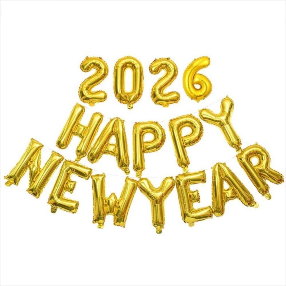 Happy New Year 2026 Alphabet Balloons Holiday Ornaments New Year Colorful Foil Balloons Inflatable Party Supplies