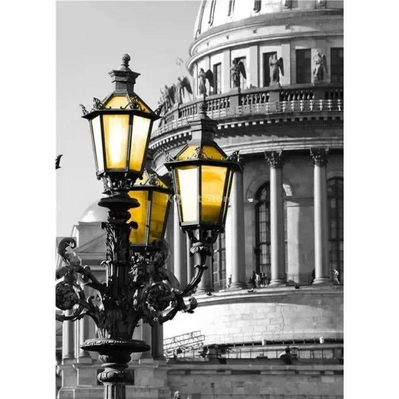 Nordic City Scenery Canvas Painting Yellow Wall Art Poster For Living Room Photograph European Landscape Picture Home Decor