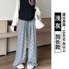 Grey Bow Glutinous Rice Yamamoto Pants Women's Spring and Autumn Vertical Straight Tube Small Lazy Casual Wide-leg Pants