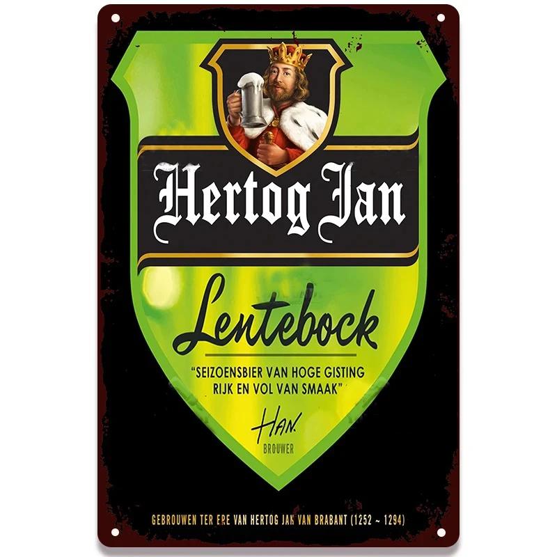 Retro Beer Posters Home Decor Plate Vintage Metal Tin Sign Hertog Jan Metal Plaque Pub Bar Wall Room Decoration