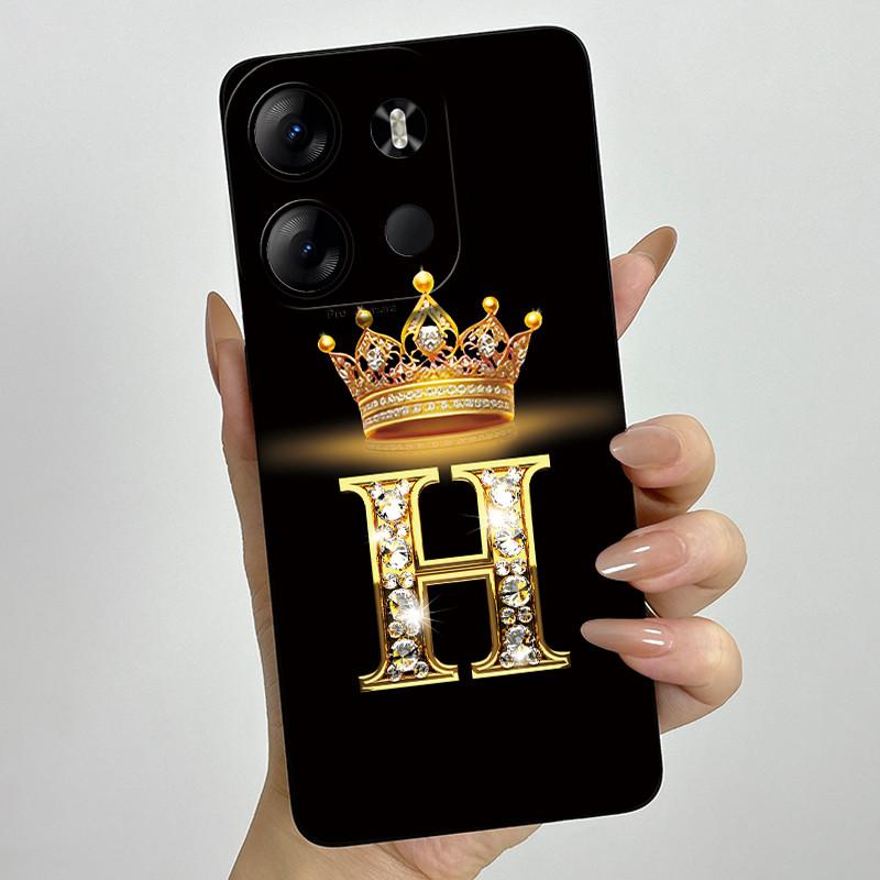 For Tecno Pop 7 Pro Pop7 BF6 BF7 Phone Case Crown Letter Back Cover Soft Liquid Silicone Fundas For Tecno Spark GO 2023 Bumper