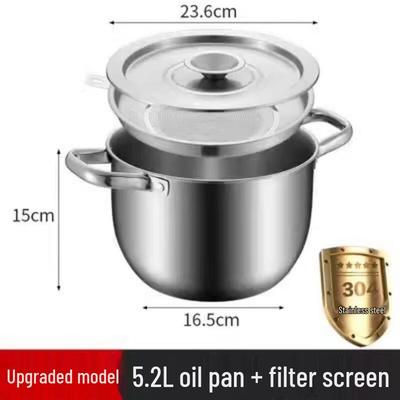 ZISIZ Stainless Steel Lard Pot with Lid and Strainer