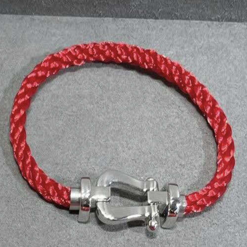 High Quality Luxury Freded Horseshoe Buckle Bracelet Red/Black Nylon Rope U-shaped Buckle Bracelet Men's and Women's Bracelets