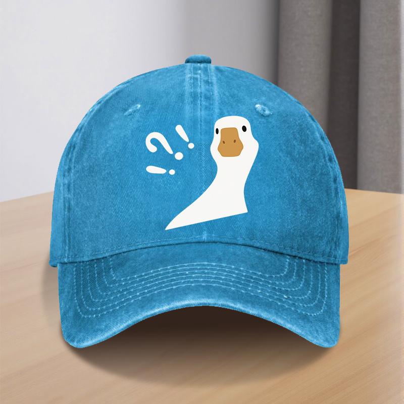 Confused Goose Meme Baseball Cap Washed Denim Adjustable Fashionable Casual Hat Unisex