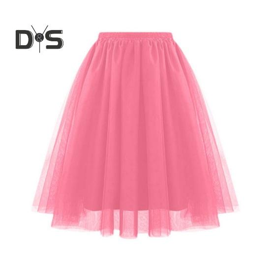 Damen Retro Ballettrock Elastischer Hoher Taille 3-Lagen Tüll Petticoat Tanzrock Karneval Cosplay Tutu Rock