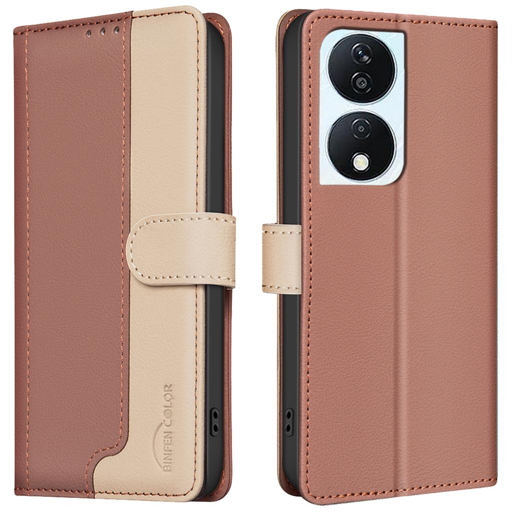 For Honor 90 Smart/X7b 4G Case Splicing Color Leather Phone Cover