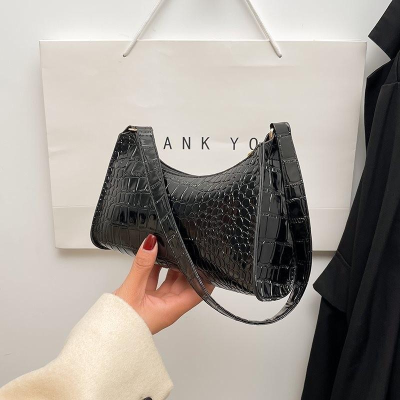 

Fashionable Small Shoulder Bag With Trendy Crocodile Pattern For Everyday Use