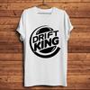 Drift King BadgeFunny TshirtWhite Casual Short Sleeve T ShirtUnisex Kawaii Hamburger StyleUnisex Streetwear Teebreathable