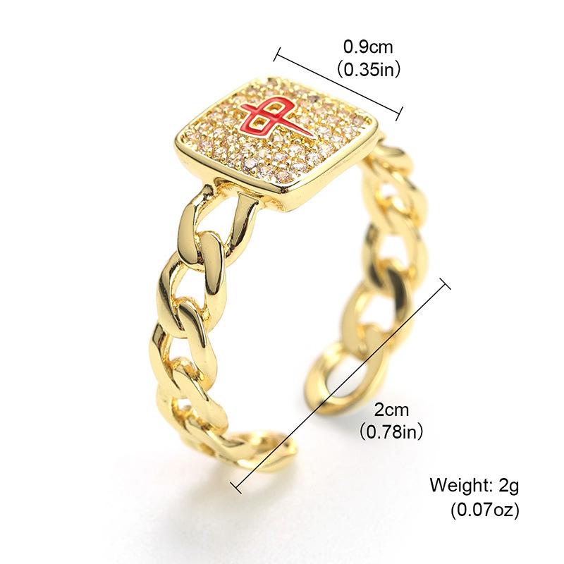

Internet celebrities with the same mahjong fortune red China Guochao ring women niche design high sense temperament versatile index finger ring women