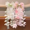 Sheer Ribbon Hair Bow Clip Flower Vine Tassels Ribbon Hair Clip Fashion Bow Hair Clip  Gifts