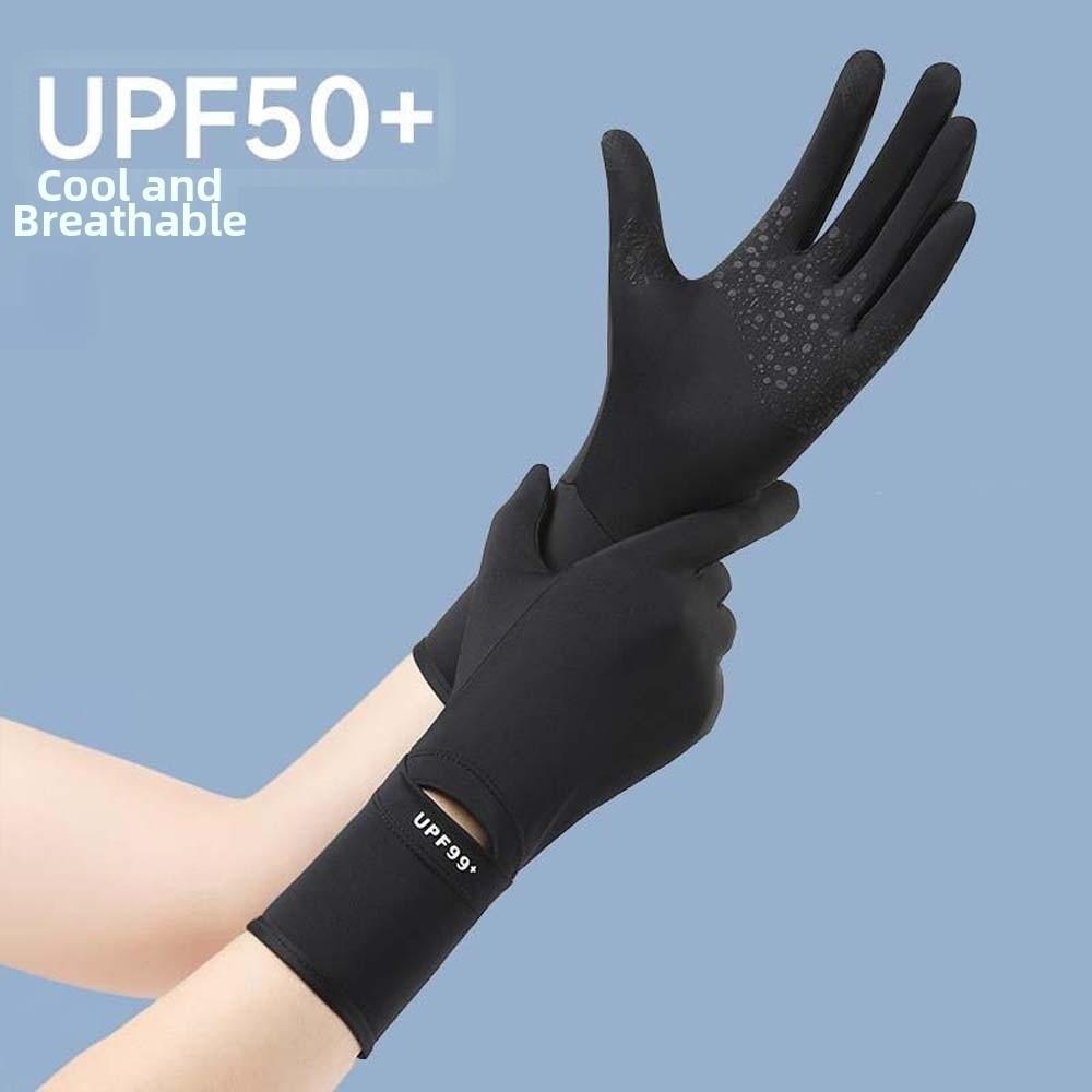Solid Color Women Sunscreen Gloves Breathable Summer Driving Mittens Ice Silk Riding Gloves  Summer