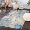 Modern Abstract Watercolor Area Rug Teal Orange Mix Distressed Texture Non Slip Washable Large Living Room Sofa Carpet
