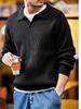 American Retro Knitwear: Men's Vertical Ribbed Polo Sweater for Autumn/Winter