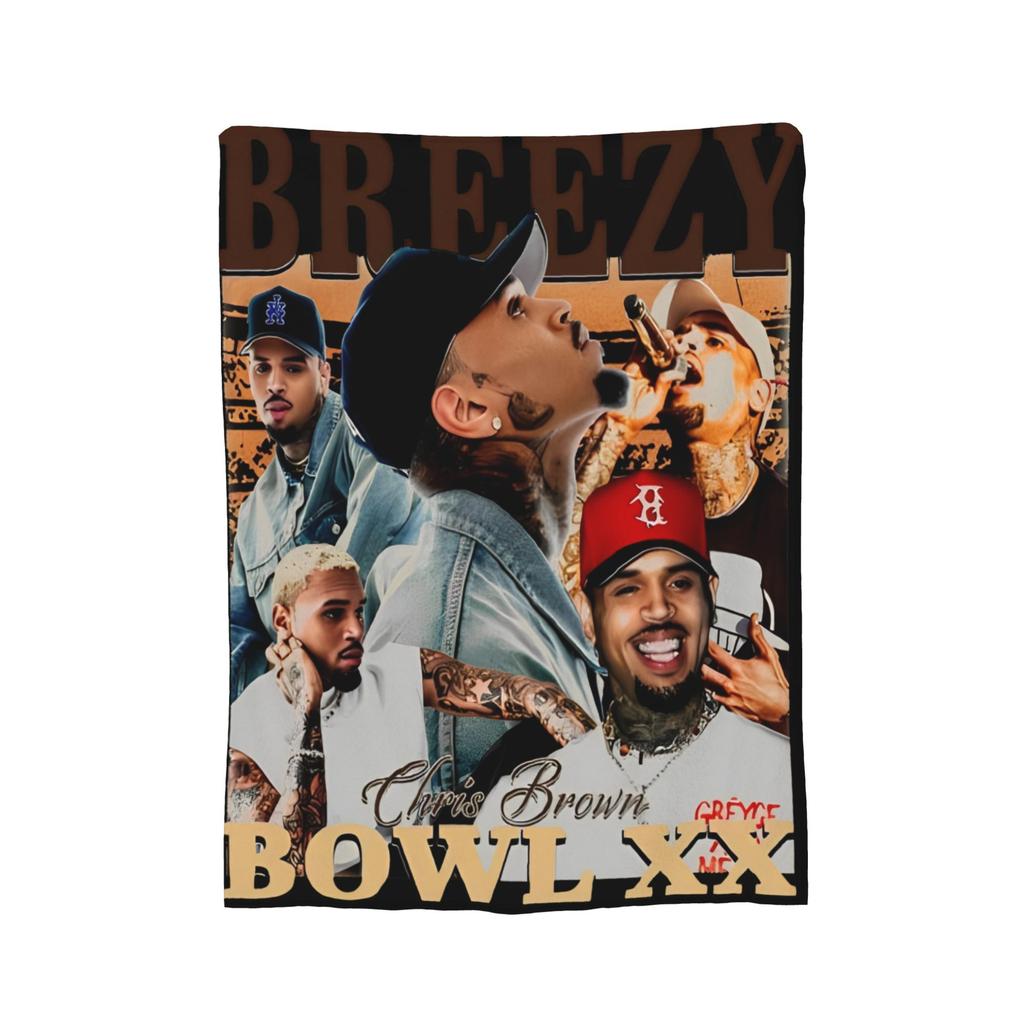 Chris Brown Breezy Bowl XX Tour Throw Blanket for Couch Soft Cozy Plush Blanket Multiple Sizes Bedspread for All Seasons