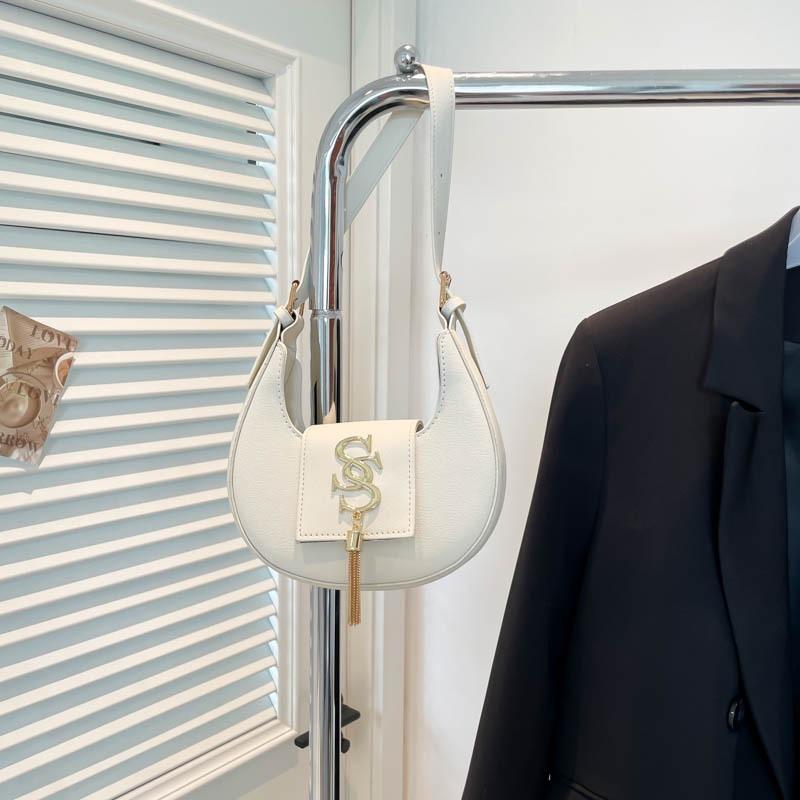 

2025 лето простой повседневный буквы новый красивый личность тренд мода ручная переноска подмышечная сумка-полумесяц женская белый