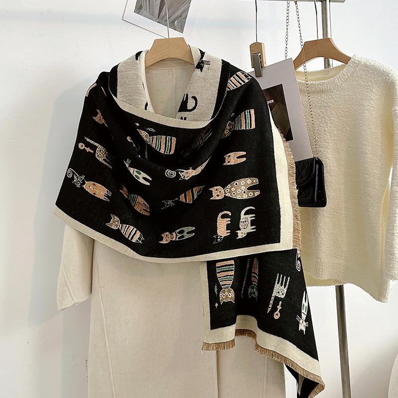 Women's Korean Style Cashew-Patterned Winter Scarf Shawl