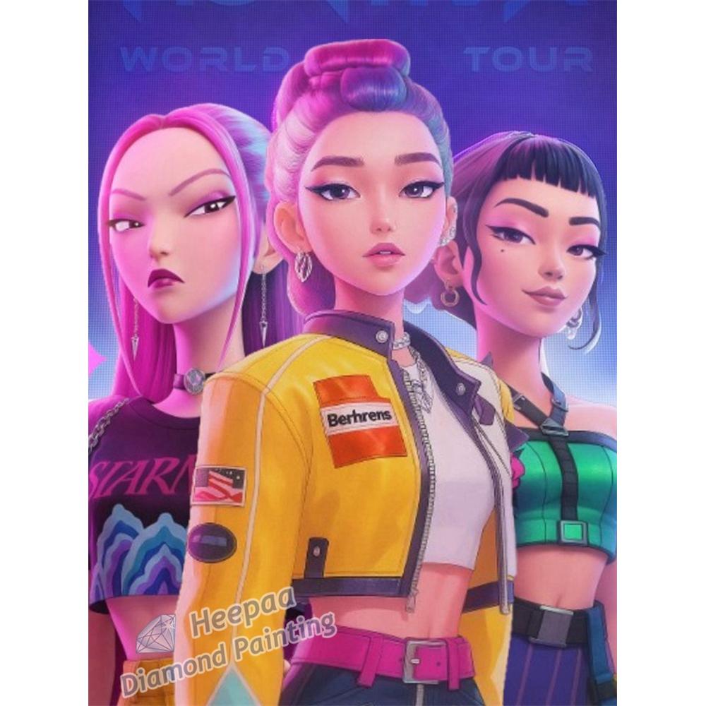 

Kpop Мисливці на Демонів Фільм 5d Алмазна Мозаїка Фантазійний Саджа Демон Хлопчики Аніме Румі та Джину Зроби Сам Вишивка Хрестиком Фото Мозаїка Декор Round 50x70cm