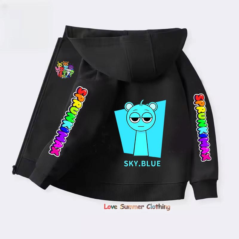Sprunki Reißverschluss-Hoodies für Kinder Incredibox Anime-Figuren Mädchen-Sweatshirt Kinder Frühling Herbst Pullover Geschenk Jungenkleidung 4-14J