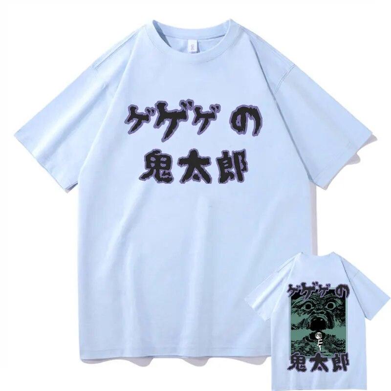 Japanese Anime Gegege No Kitaro Graphic T-shirt Unisex Vintage T Shirts Unisex Women Manga Casual Tees Unisex 100% Pure Cotton Tshirt